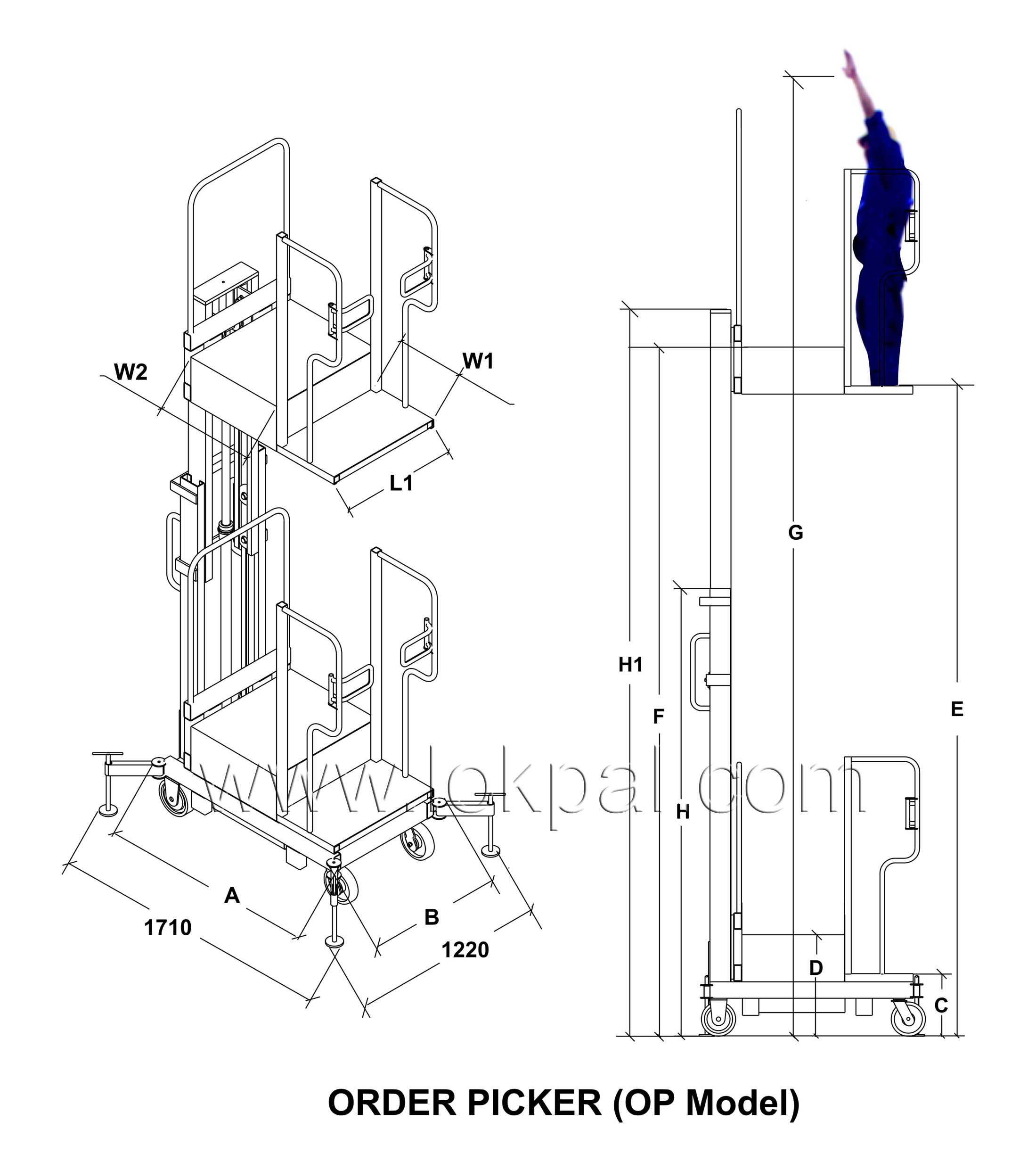 Order Picker OP Model, Good Lifts Supplier, India